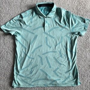 Nike Men's Teal Patterned Polo Shirt